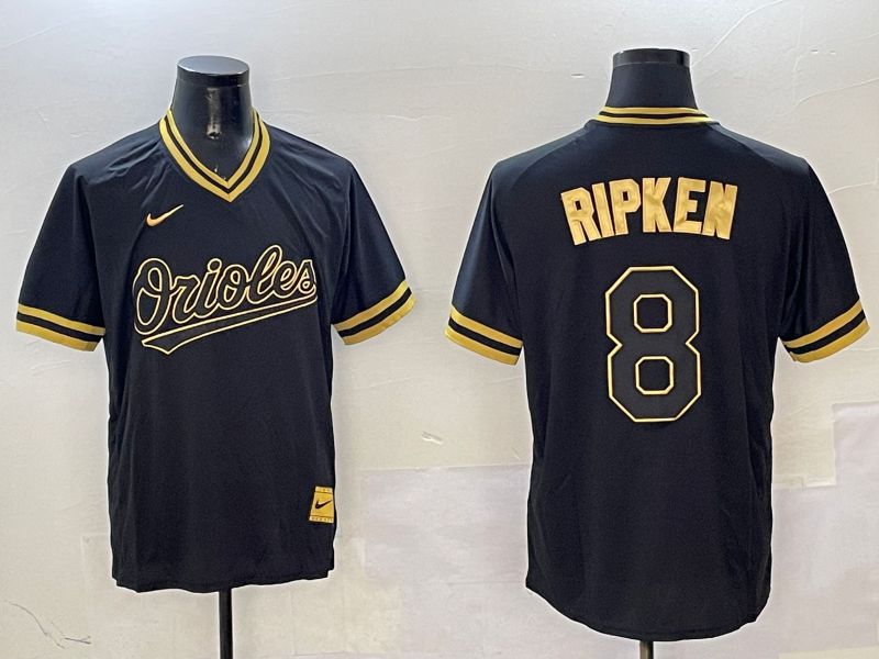 Men Baltimore Orioles 8 Ripken Black Gold Game 2025 Nike MLB Jersey style 1